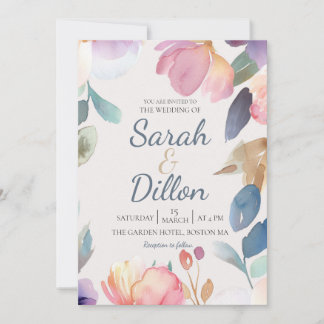 Pastel Watercolor Floral Wedding Invitation