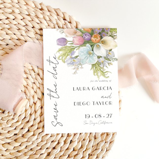 Pastel Watercolor Floral Wedding Save The Date (Creator Uploaded)