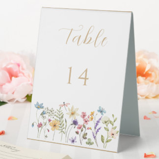 Pastel Watercolor Floral Wedding Table Number Table Tent