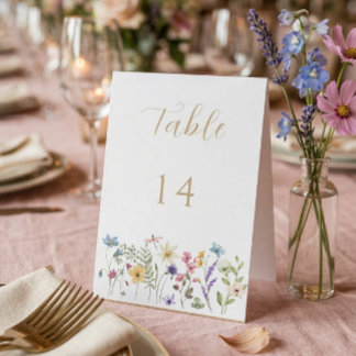 Pastel Watercolor Floral Wedding Table Number Tent
