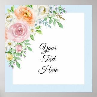 Pastel Watercolor Floral with Customizable Name Poster