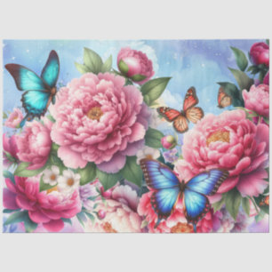 Pastel Watercolor Florals & Butterflies Decoupage Tissue Paper