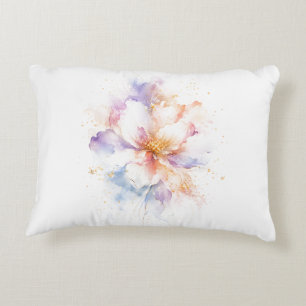 Pastel Watercolor Flower with Gold Accents Art Accent Pillow