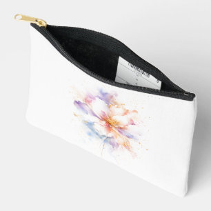 Pastel Watercolor Flower with Gold Accents Art Accessory Pouch