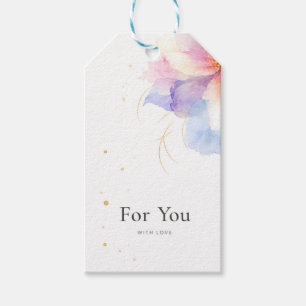 Pastel Watercolor Flower with Gold Accents Art Gift Tags