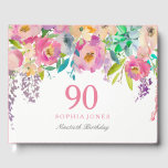 Pastel Watercolor Flowers 90th Birthday Party Guest Book<br><div class="desc">Pastel Watercolor Flowers 90th Birthday Party  Guest Book

For matching set see Niche and Nest Store</div>