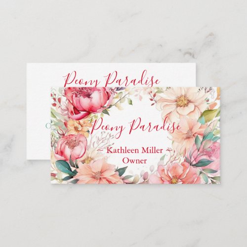 Pastel Watercolor Flowers Floral Shop  Business Card