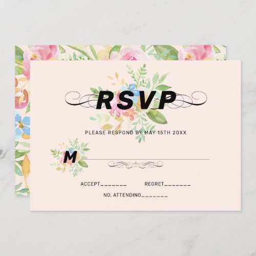 Pastel watercolor flowers modern calligraphy acc invitation