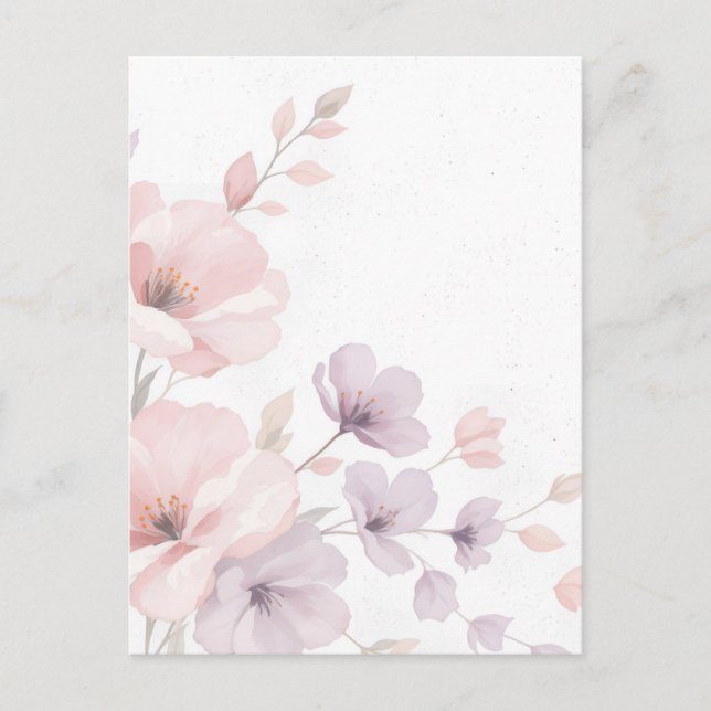 Pastel Watercolor Flowers Postcard (Front)