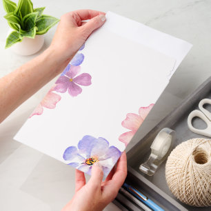 Pastel Watercolor Flowers Rigid Cardboard Photo Envelope Mailers