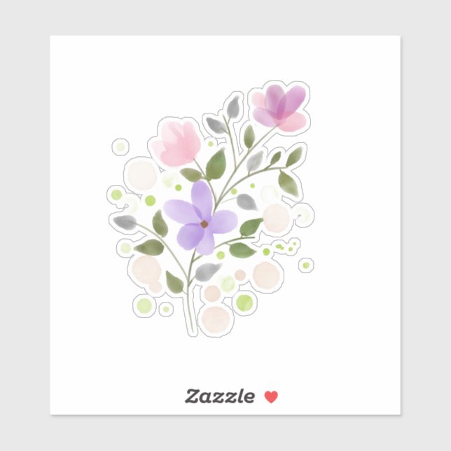 Pastel Watercolor Flowers Sticker (Sheet)