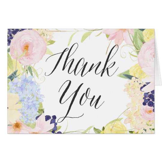 Pastel Watercolor Flowers Thank You Card