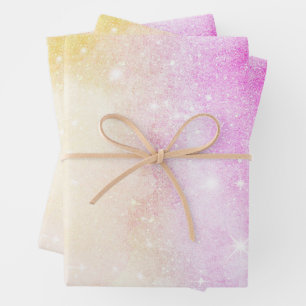 Pastel Watercolor & Galaxy Nebula Abstract Pattern Wrapping Paper Sheets