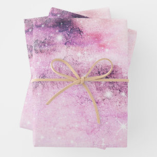 Pastel Watercolor & Galaxy Nebula Abstract Pattern Wrapping Paper Sheets