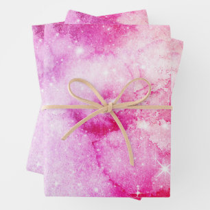 Pastel Watercolor & Galaxy Nebula Abstract Pattern Wrapping Paper Sheets