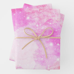 Pastel Watercolor & Galaxy Nebula Abstract Pattern Wrapping Paper Sheets