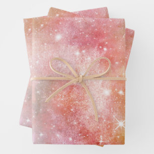 Pastel Watercolor & Galaxy Nebula Abstract Pattern Wrapping Paper Sheets