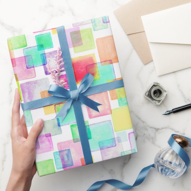 Pastel Watercolor Geometric Colorful Modern Chic Wrapping Paper (Gifting)