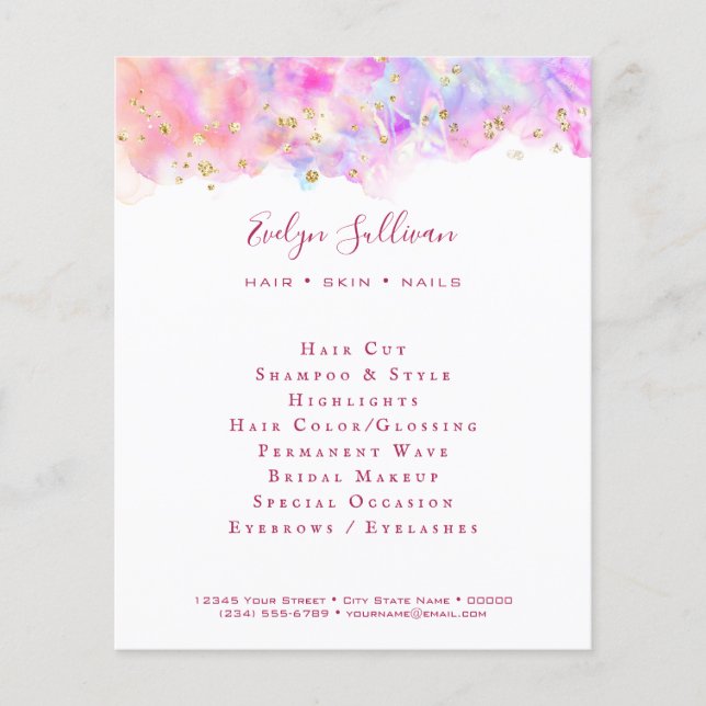 pastel watercolor glitter flyer (Front)