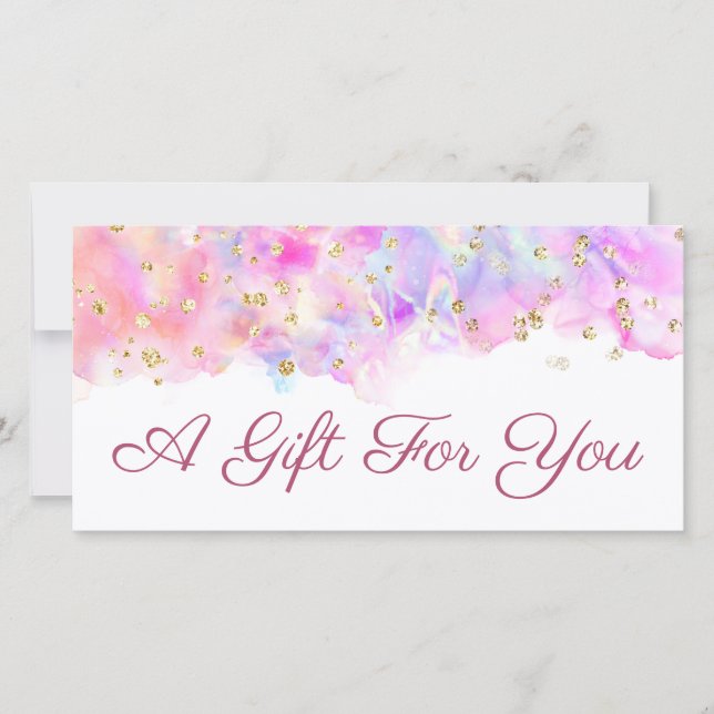 pastel watercolor glitter gift certificate (Front)