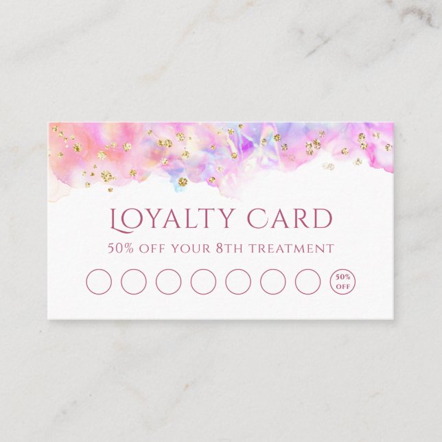 pastel watercolor glitter loyalty card (Front)
