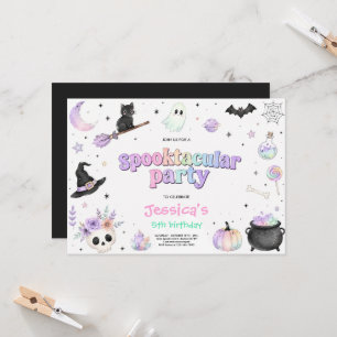 Pastel Watercolor Halloween Birthday Party  Invitation