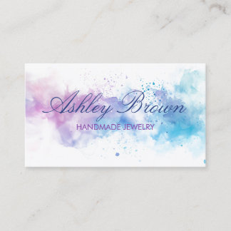 Pastel Watercolor Handmade Jewelry Business Card