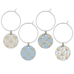 PASTEL WATERCOLOR HANUKKAH THEMED IMAGES WINE CHARM