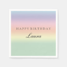 Pastel Watercolor Happy Birthday Party Paper