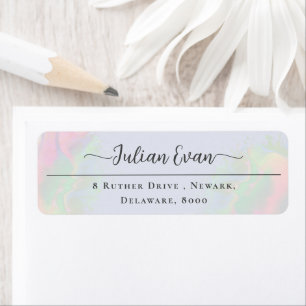 Pastel Watercolor Holographic Blue Return Address Label