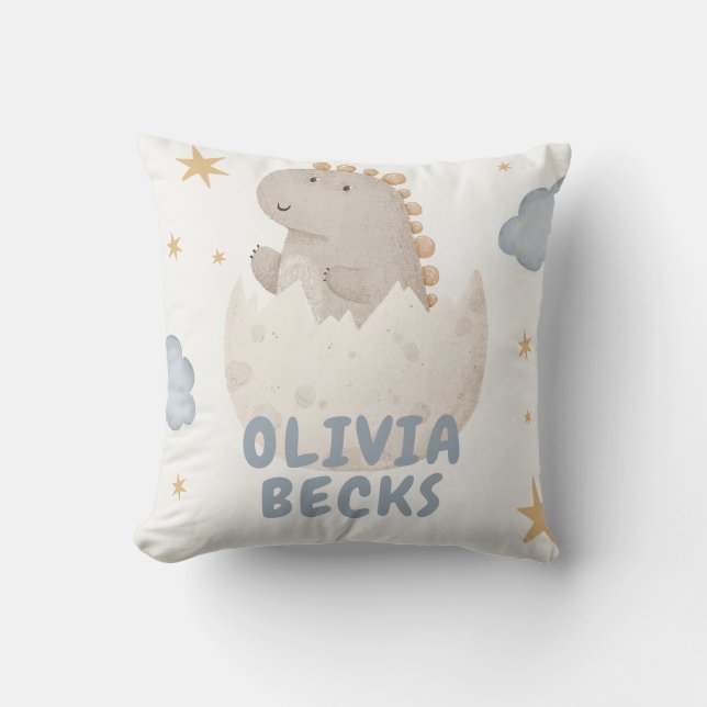 Pastel Watercolor Illustrative Baby Shower Throw Pillow (Front)