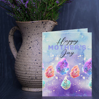 Pastel Watercolor Ink Serene Leaves Mother's Day