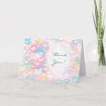 Pastel Watercolor Layered Hearts Wedding Thank You