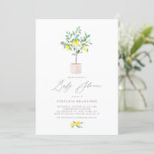 Pastel Watercolor Lemon Tree Summer Baby Shower Invitation (Standing Front)