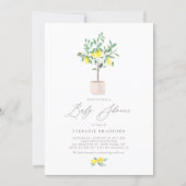 Pastel Watercolor Lemon Tree Summer Baby Shower Invitation (Front)