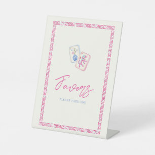 Pastel Watercolor Mahjong Party Favor Pedestal Sign