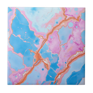 Pastel Watercolor Marble Surface in Soft Blues Ceramic Tile