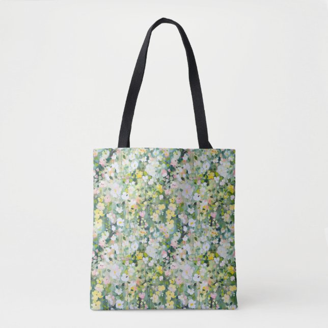 Pastel Watercolor Meadow Tote Bag (Front)