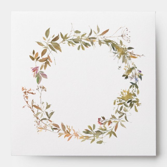 Pastel Watercolor Meadow Wildflowers Wreath Envelope (Front)