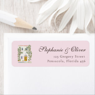 Pastel Watercolor Mediterranean Italian Wedding Label