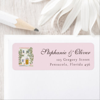 Pastel Watercolor Mediterranean Italian Wedding Label