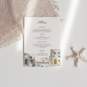 Pastel Watercolor Mediterranean Italian Wedding Menu