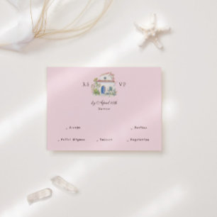 Pastel Watercolor Mediterranean Italian Wedding  RSVP Card