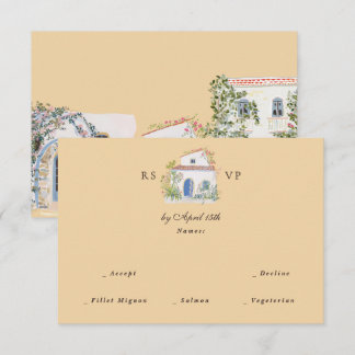 Pastel Watercolor Mediterranean Italian Wedding  RSVP Card