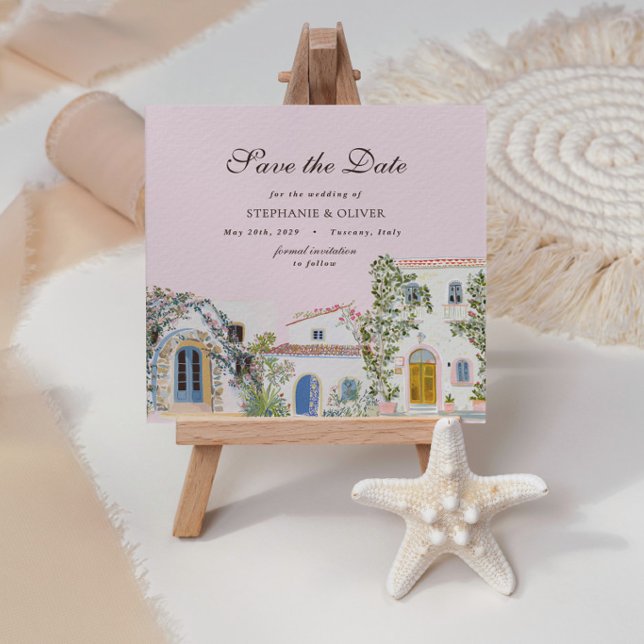 Pastel Watercolor Mediterranean Save The Date (Creator Uploaded)