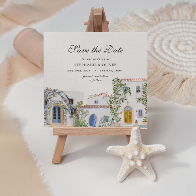 Pastel Watercolor Mediterranean Save The Date (Creator Uploaded)