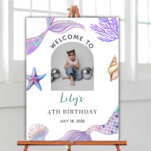 Pastel Watercolor Mermaid Birthday Party Welcome