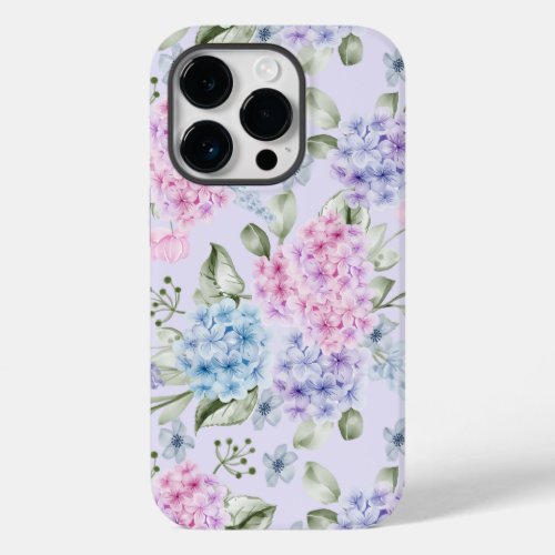 Pastel Watercolor Mixed Color Hydrangea Flowers   Case_Mate iPhone 14 Pro Case