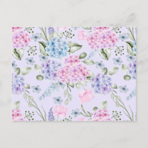 Pastel Watercolor Mixed Color Hydrangea Flowers Postcard