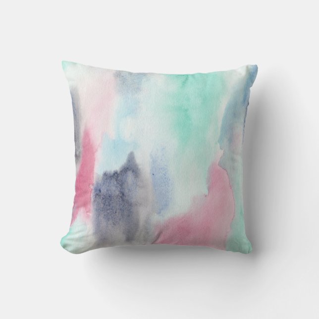 Pastel Watercolor Modern Throw Pillow (Front)